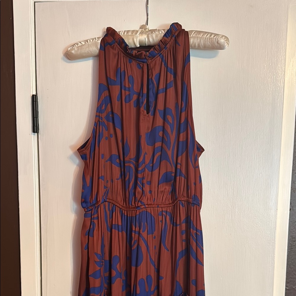GAP Brown and Blue Sundress Sleeveless Halter Maxi